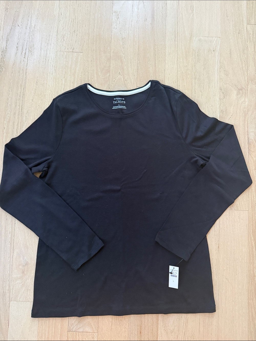 Talbots Black Long-Sleeve Crewneck Tee
